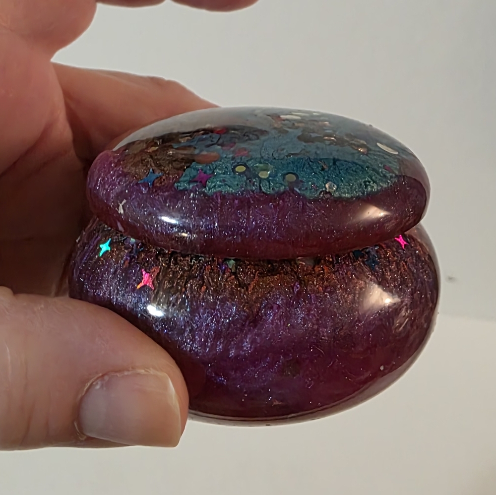 Hand Crafted Resin Ring Trinket Box Glittery